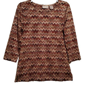 Alfred Dunner Women's Multi Color Chevron Top Size Small